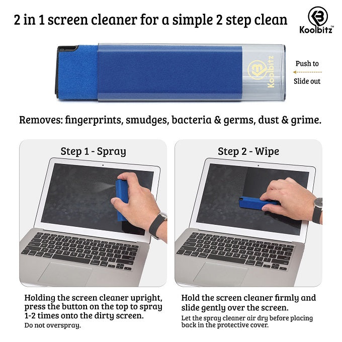 2 in 1 blue screen cleaner, spray and wipe dirty laptop screen