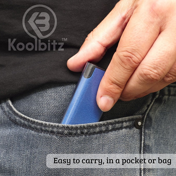 Man putting blue screen cleaner with protective cover in front jeans pocket